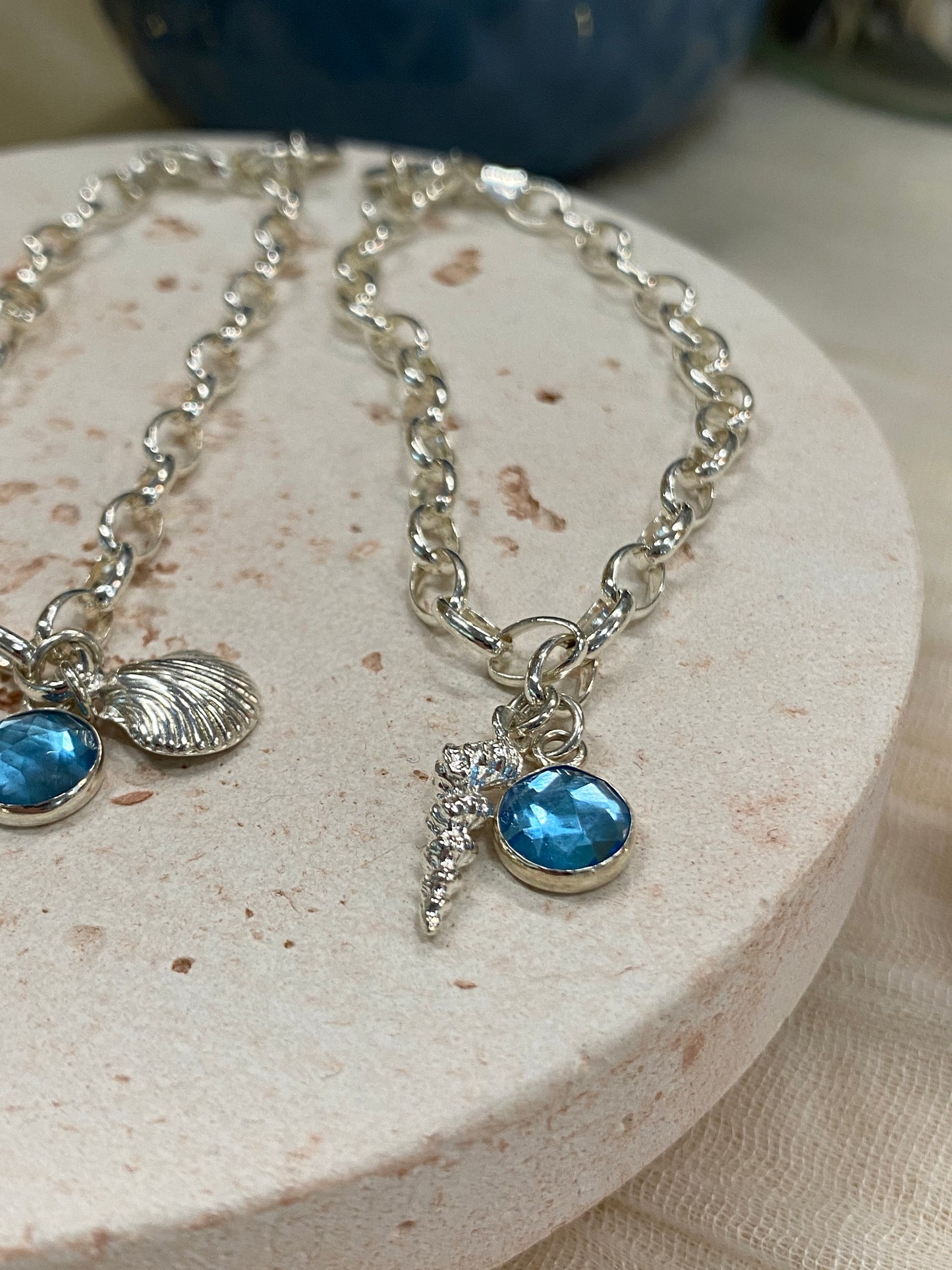Sea Charm Bracelet (2 charms inc Blue Topaz)