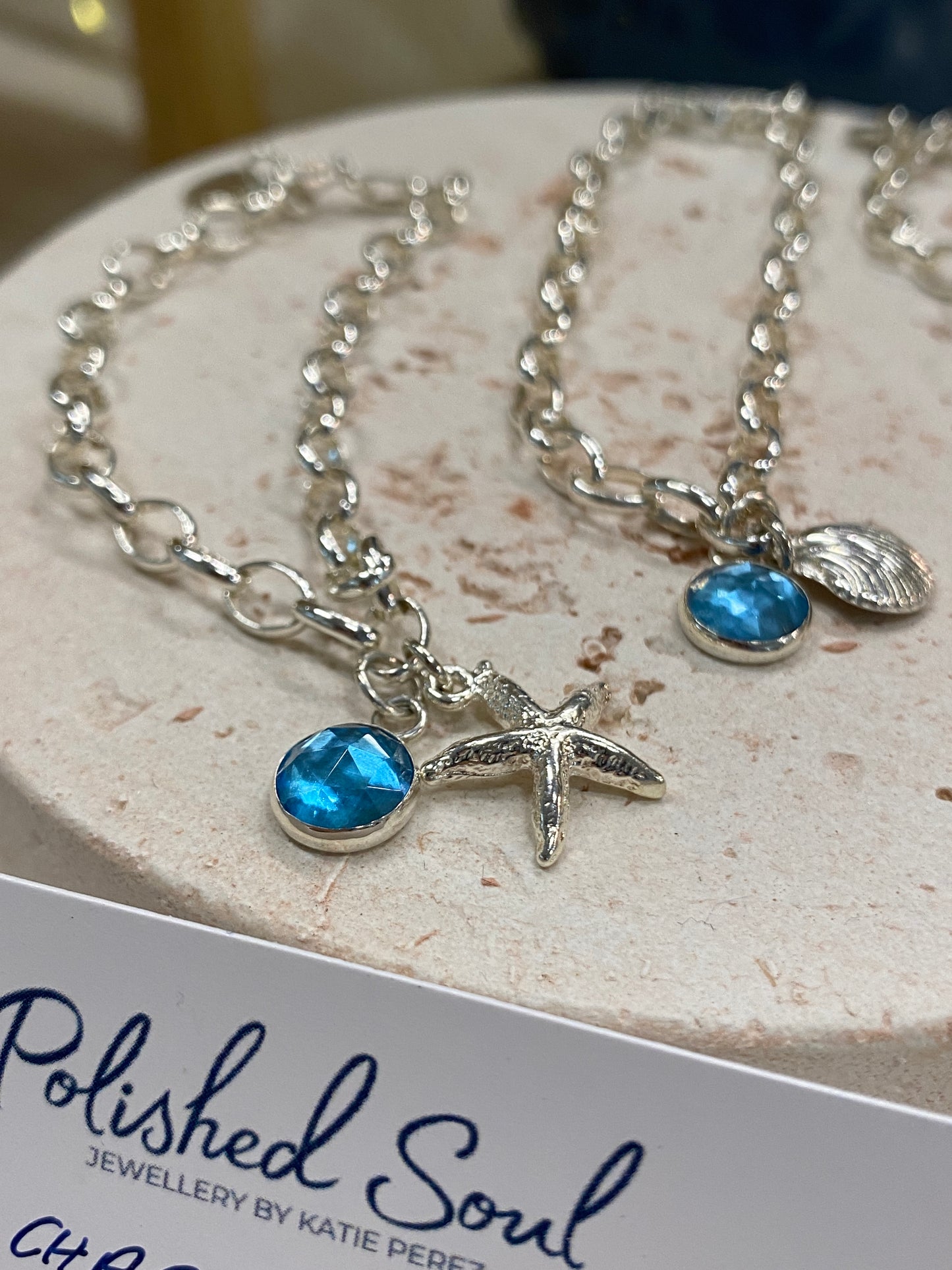 Sea Charm Bracelet (2 charms inc Blue Topaz)