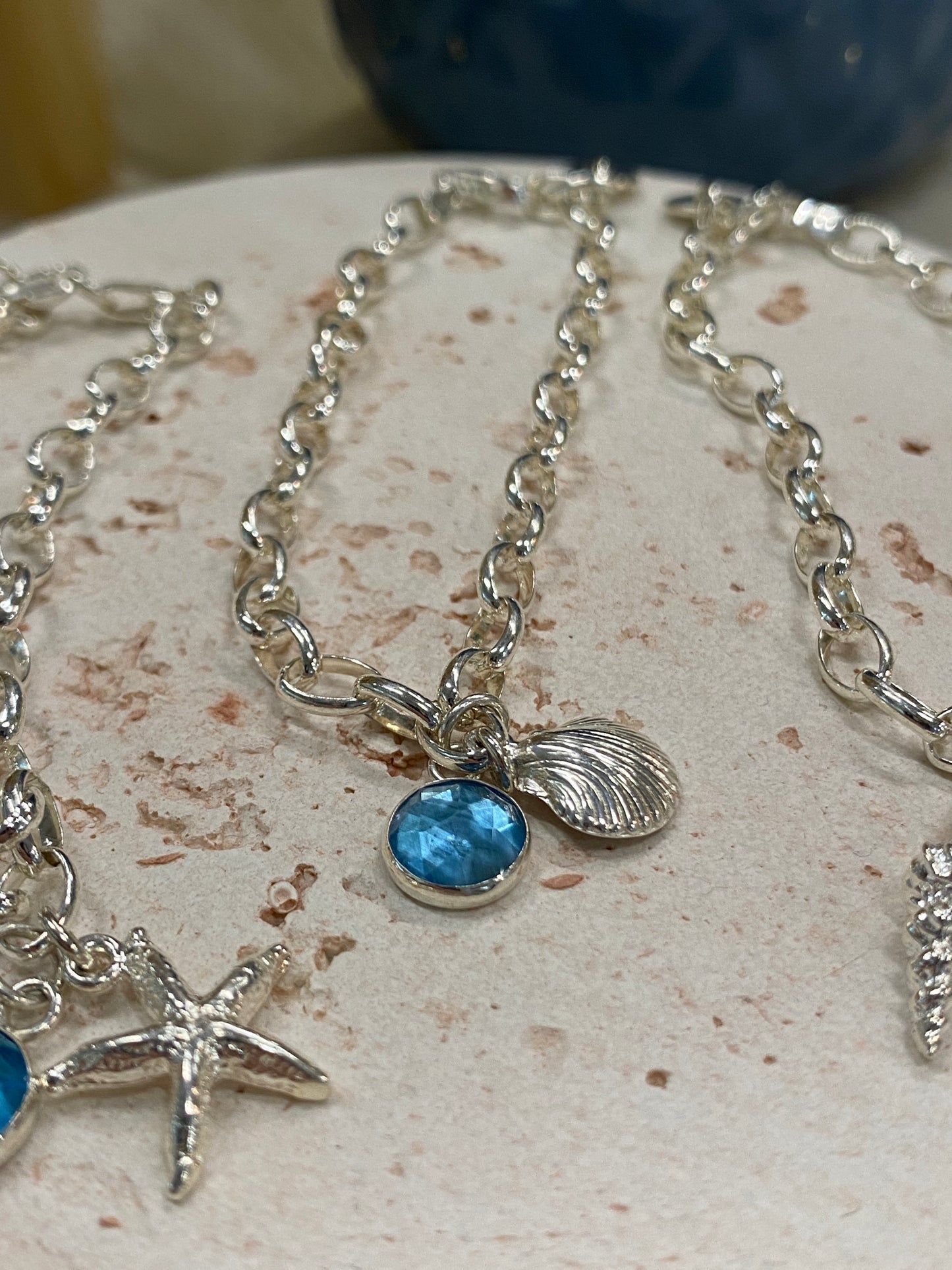Sea Charm Bracelet (2 charms inc Blue Topaz)