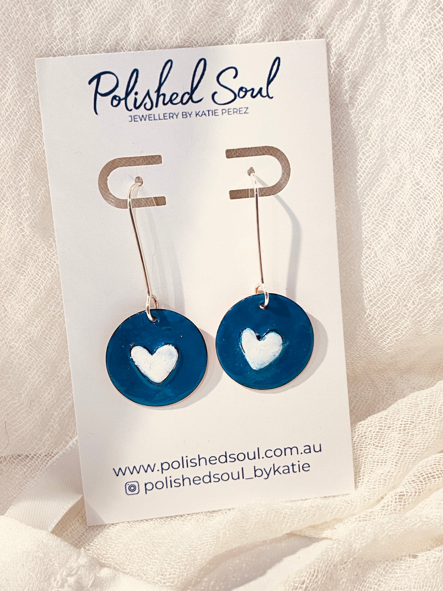 Earring Art - White Hearts - Enamel Earrings