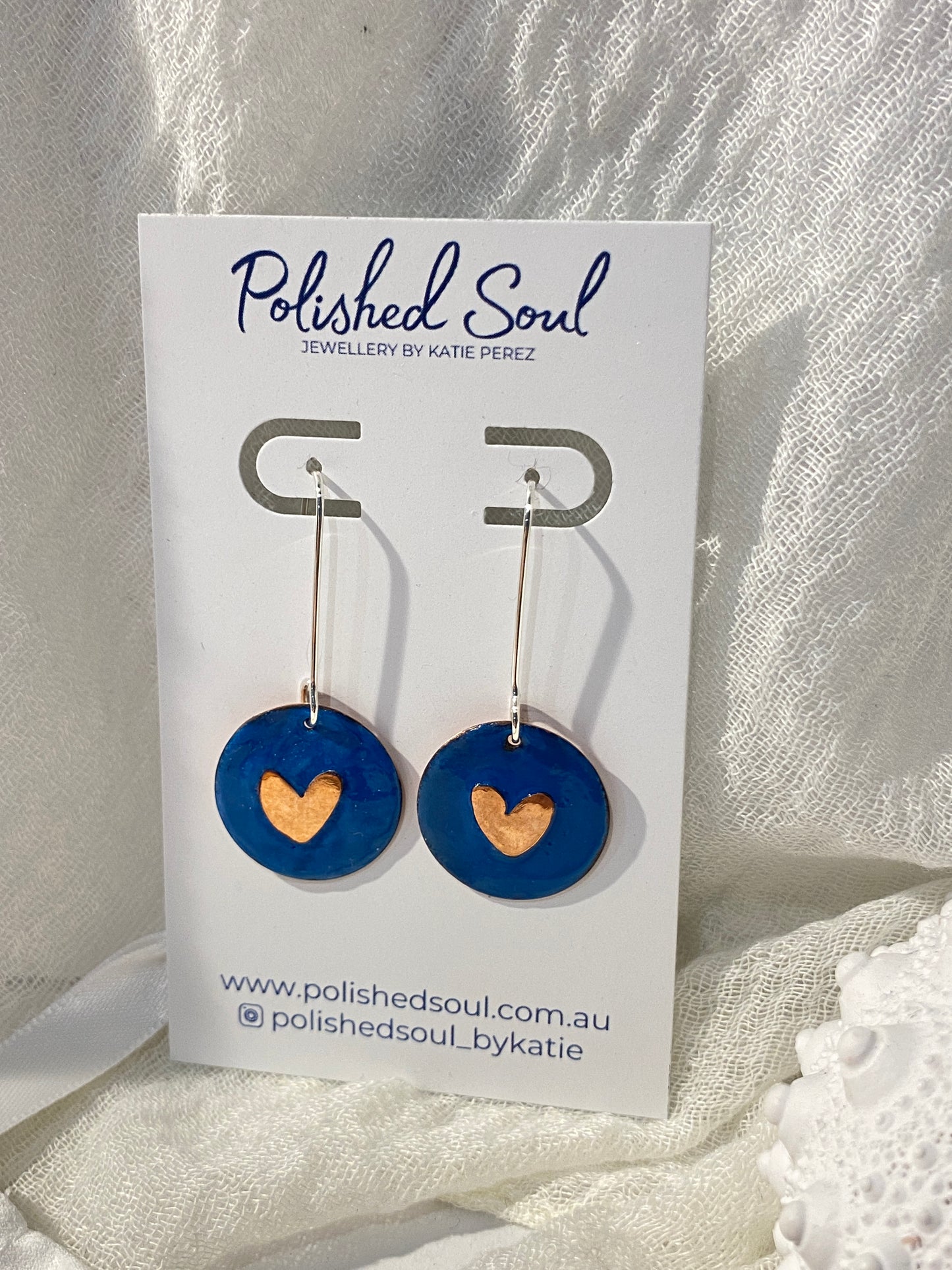 Earring Art - Copper Hearts - Enamel Earrings