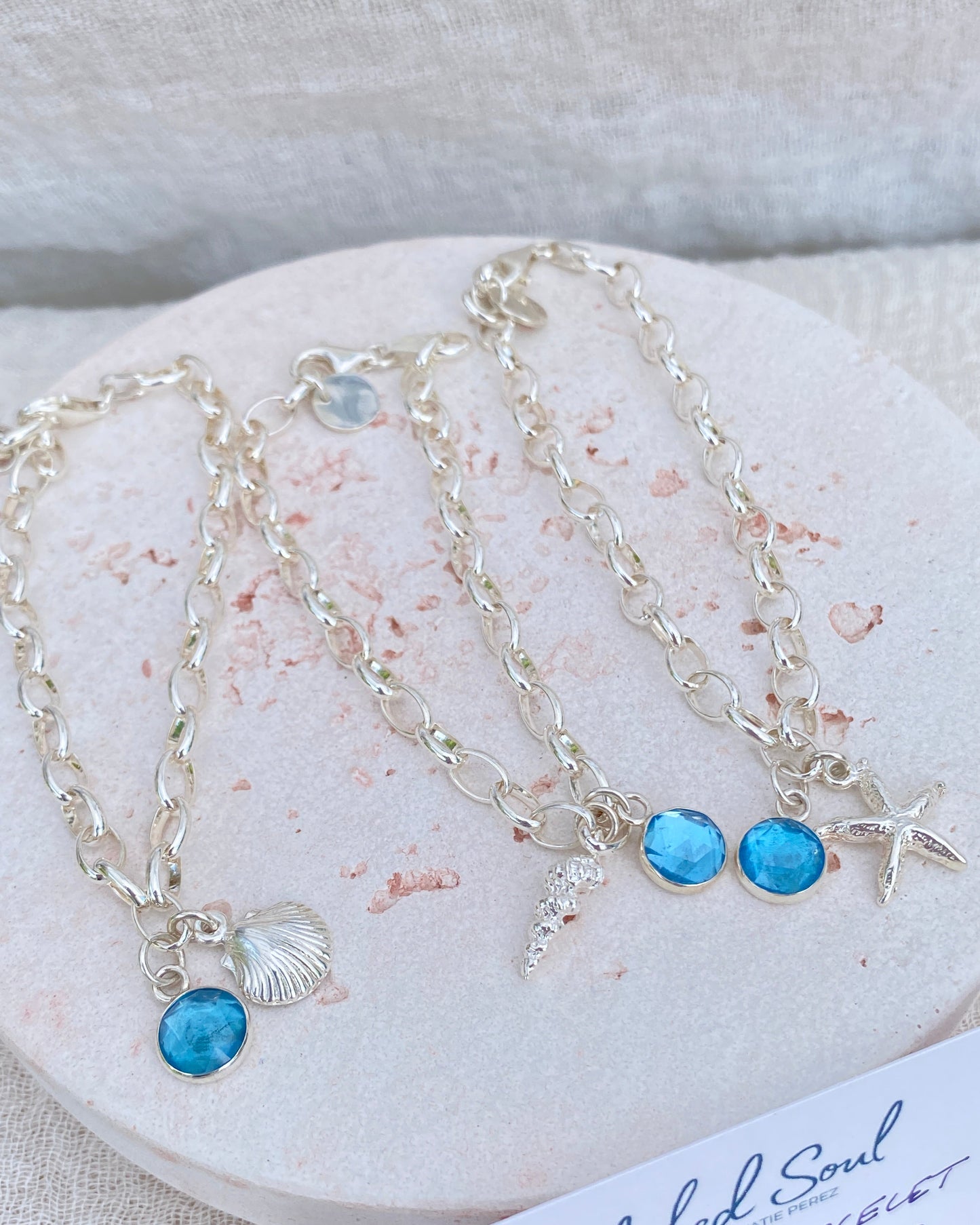 Sea Charm Bracelet (2 charms inc Blue Topaz)